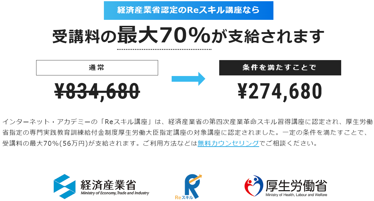 インターネットアカデミー給付金